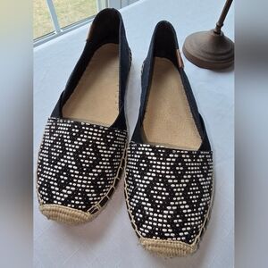 Sperry Black and White Espadrilles with Tribal Aztec Pattern Resort Cottagecore